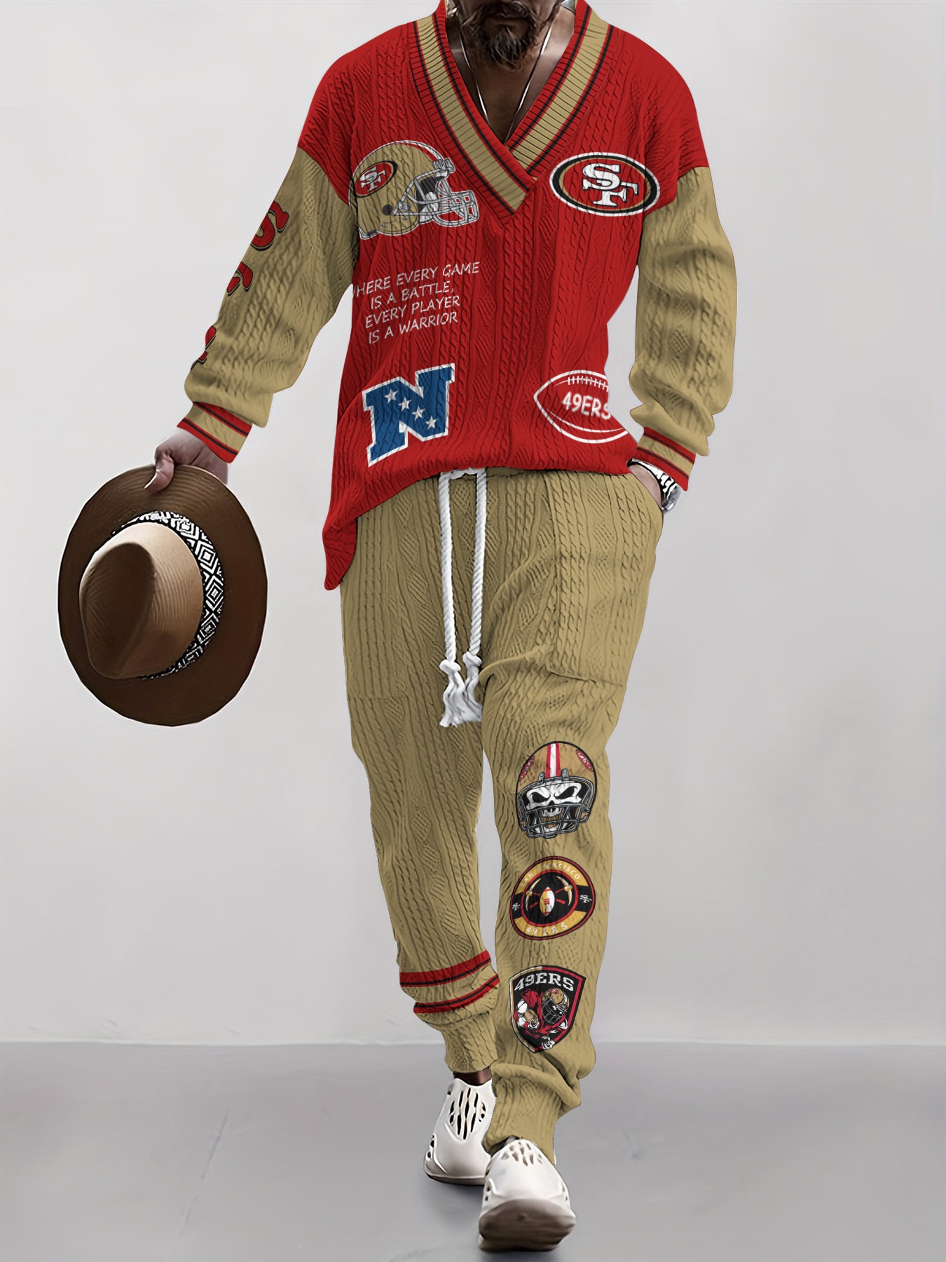 San Francisco 49ers Classic All-Season Long Sleeve V-Neck Pullover Sweater