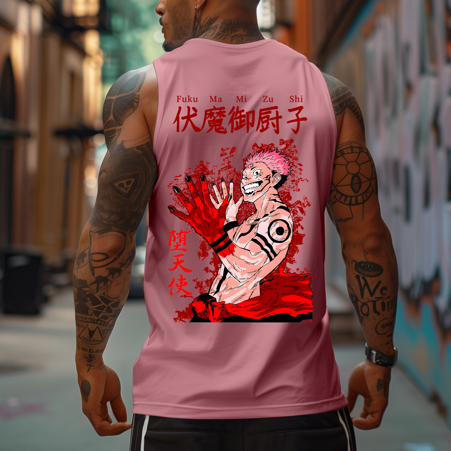 Oversized Anime Cursed King Printed Tank Top