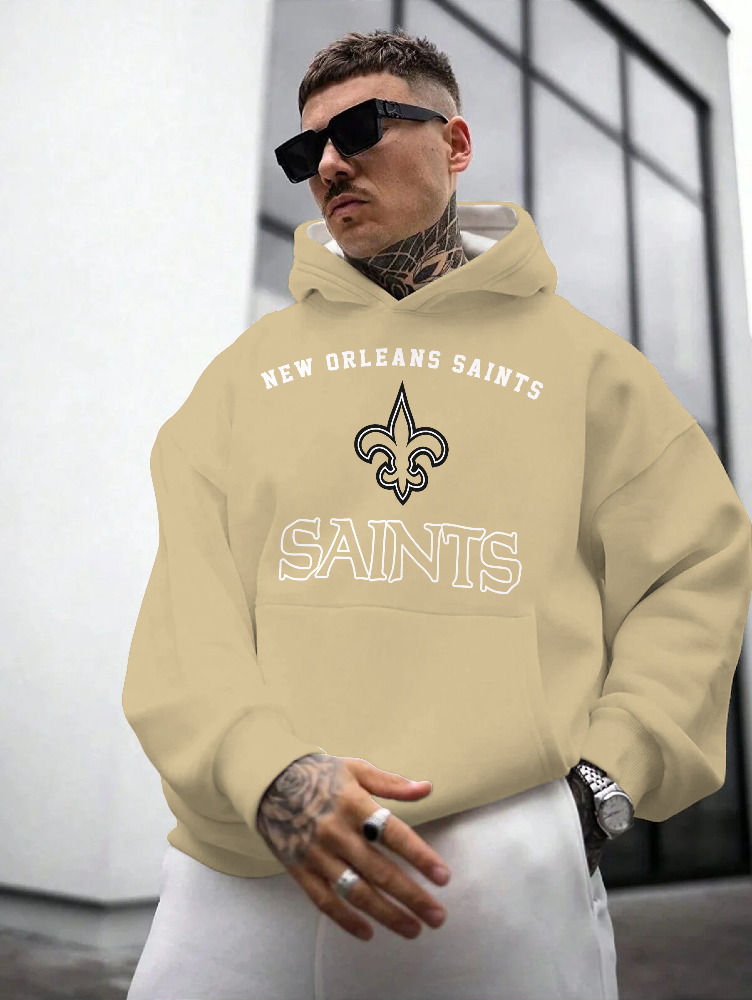 New Orleans Saints Printed Hooded Pocket Pullover Hoodie