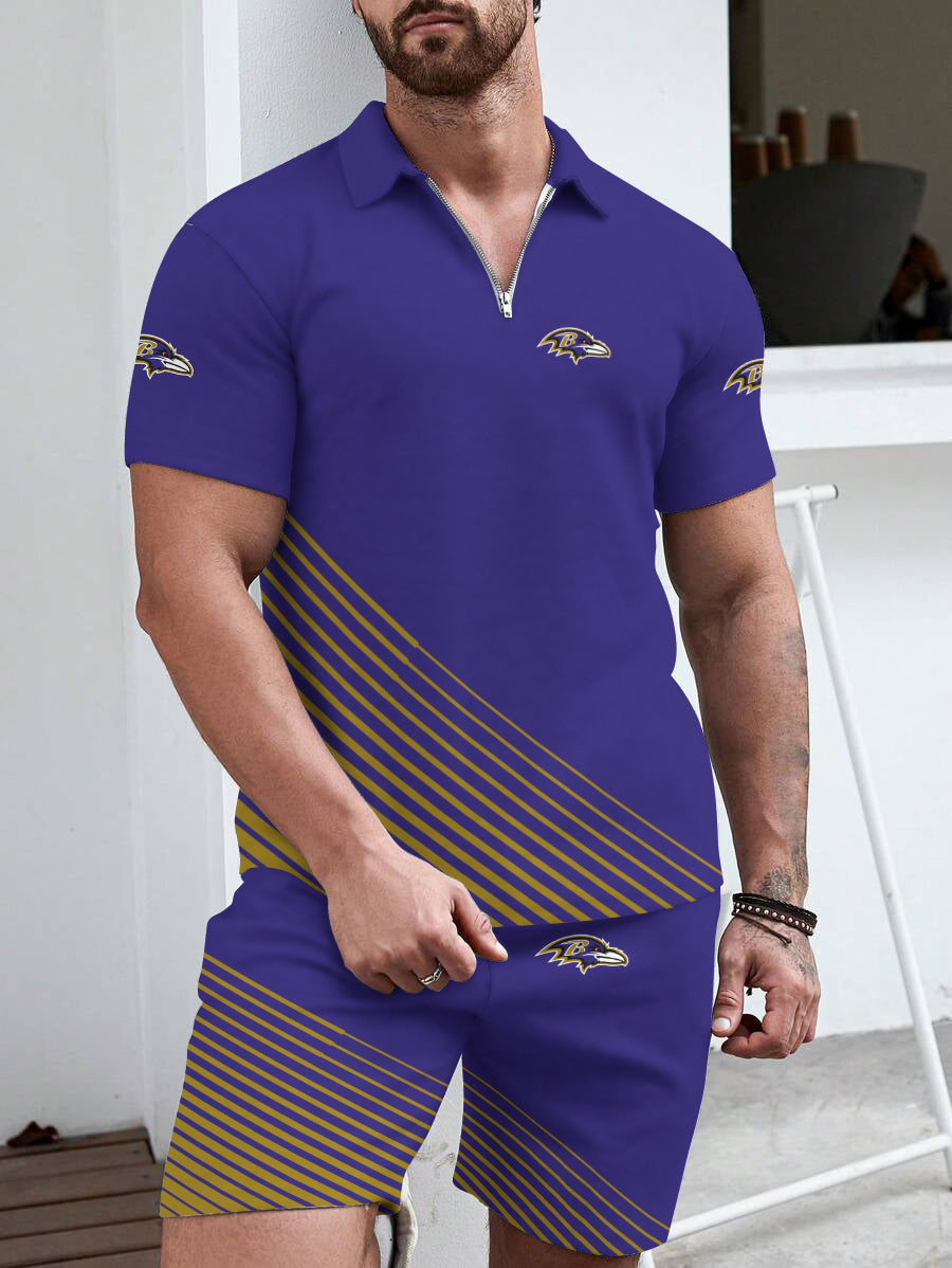 Baltimore Ravens Limited Edition ZIP Polo Shirt And Shorts Two-Piece Suits