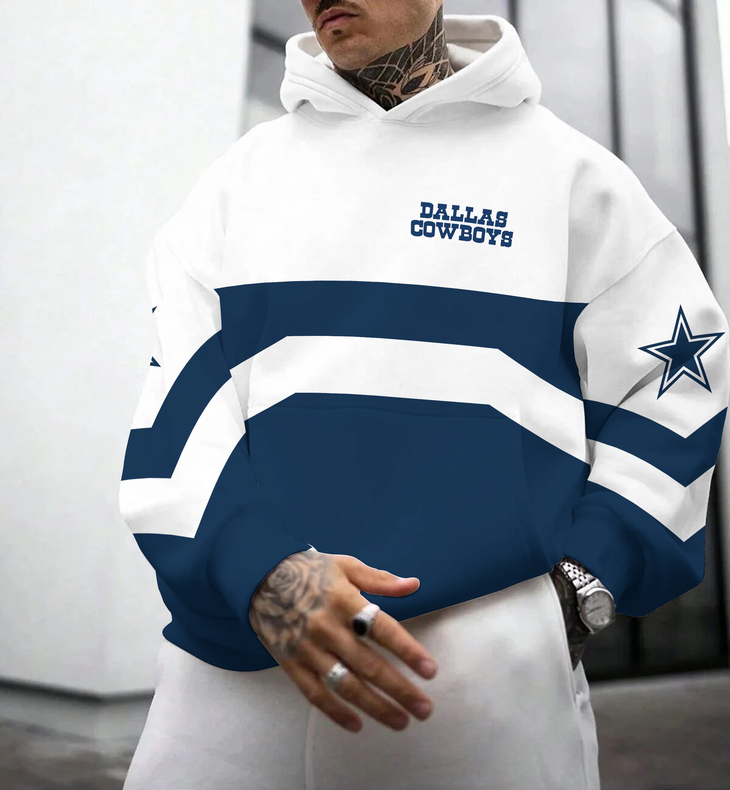 Dallas Cowboys Printed Hooded Pocket Pullover Hoodie