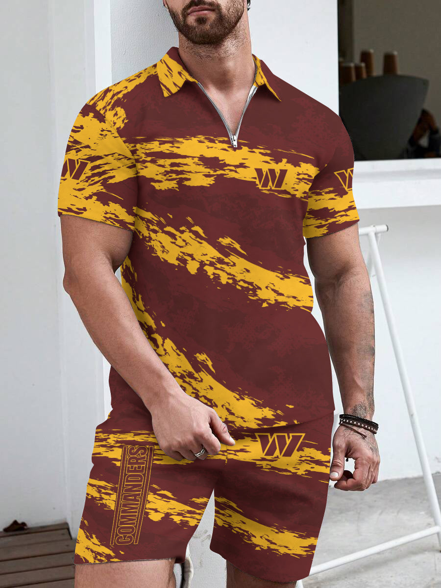 Washington Commanders Limited Edition ZIP Polo Shirt And Shorts Two-Piece Suits