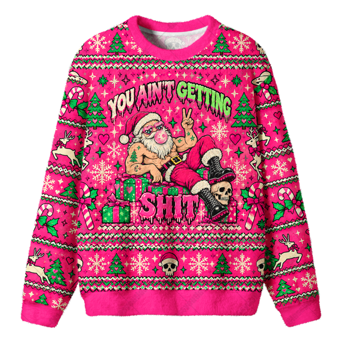 PINK SANTA UGLY CHRISTMAS SWEATSHIRT — image 1