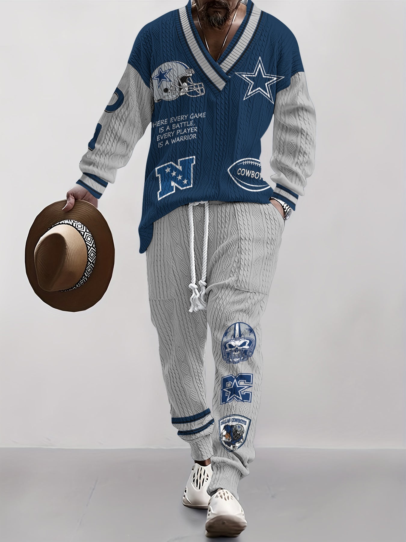 Dallas Cowboys Classic All-Season Long Sleeve V-Neck Pullover Sweater