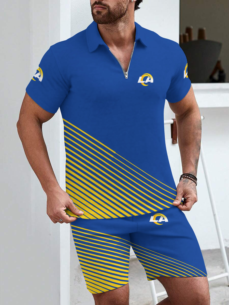 Los Angeles Rams  Limited Edition ZIP Polo Shirt And Shorts Two-Piece Suits