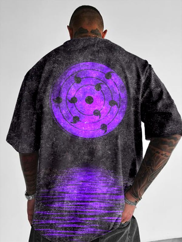 Men's Retro Washed   Drop Shoulder Short Sleeve T-Shirt