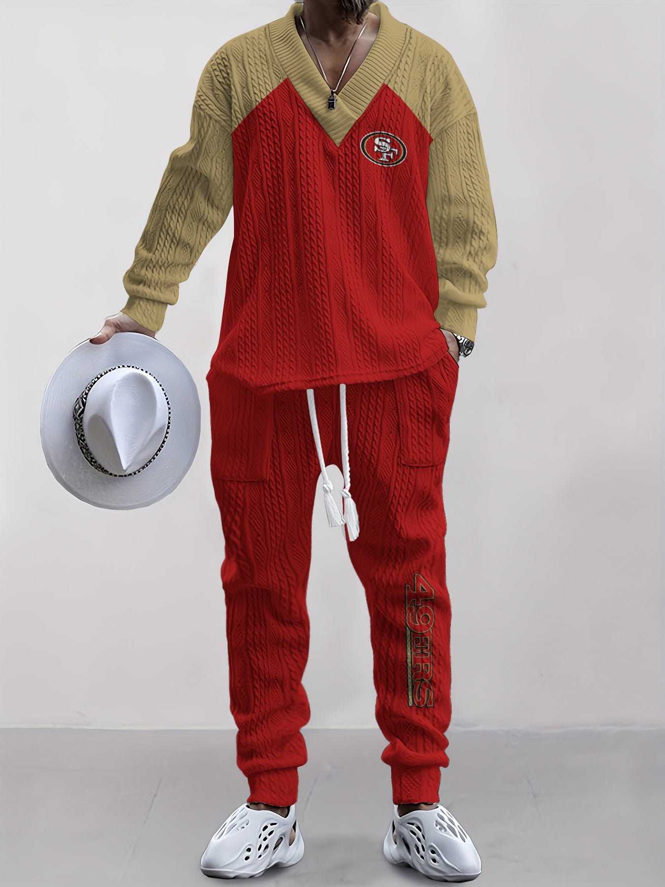 San Francisco 49ers  Classic  All-Season Long Sleeve V-Neck Pullover Sweater