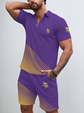 Minnesota Vikings  Limited Edition ZIP Polo Shirt And Shorts Two-Piece Suits