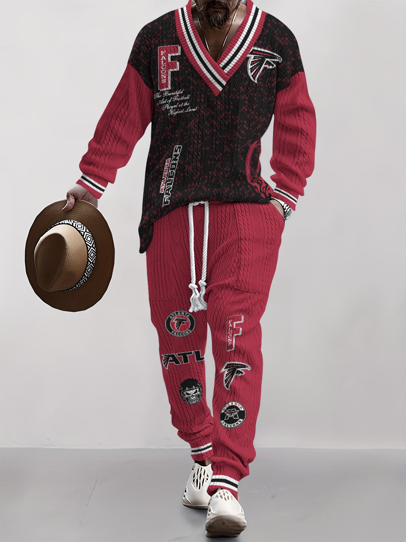 Atlanta Falcons  Classic All-Season Long Sleeve V-Neck Pullover Sweater