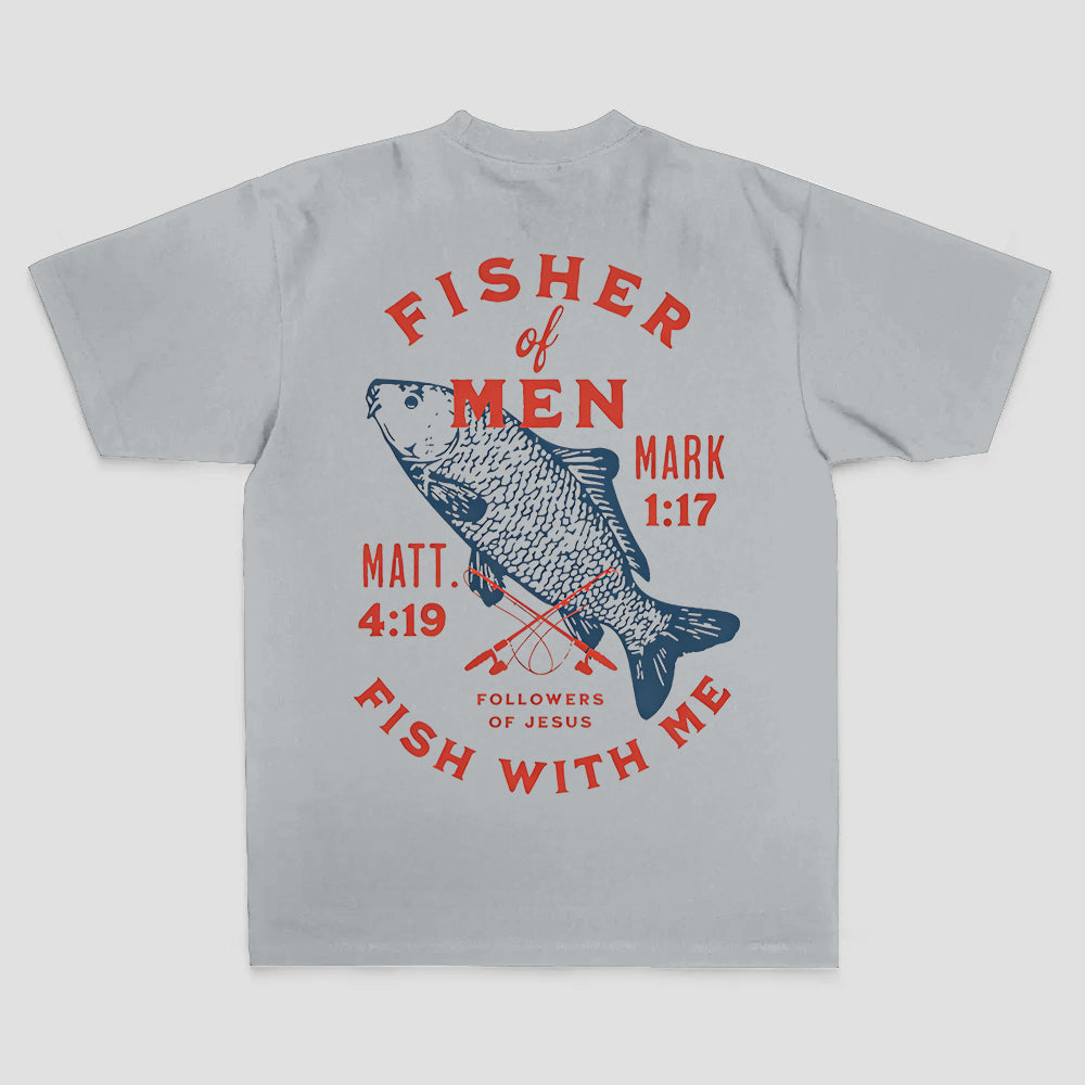 Fisher of men Mark 1:17 Matt. 4:19 Followers of jesus Fish with me Printed Men's T-shirt