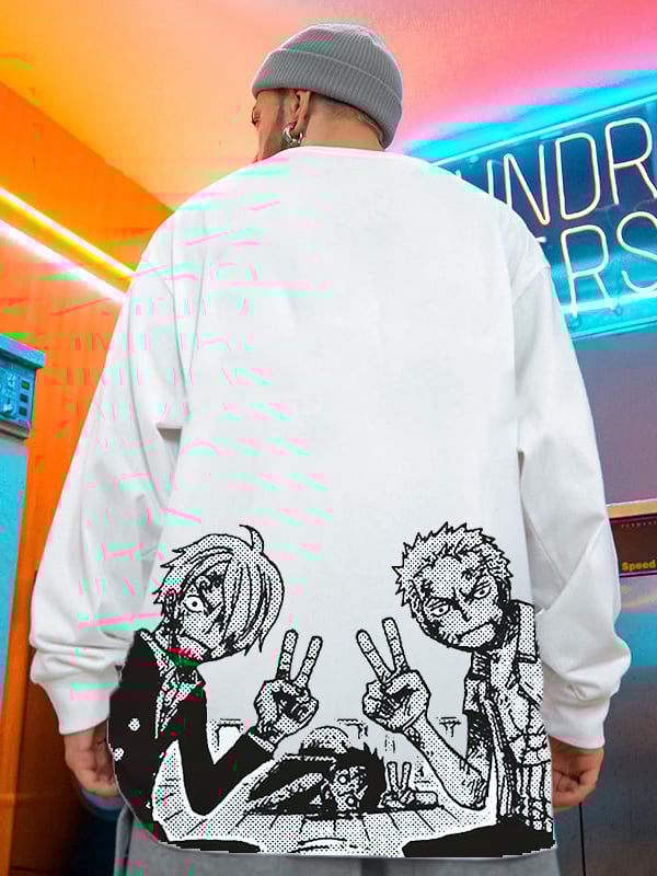 Men's Trendy Japanese Pattern Crewneck Sweatshirt