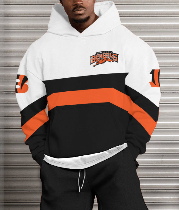 Cincinnati Bengals Printed Hooded Pocket Pullover Hoodie