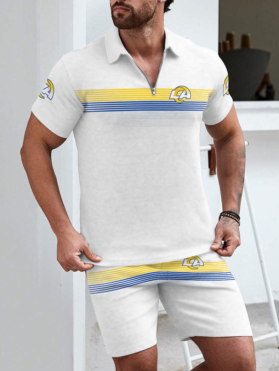 Los Angeles Rams Limited Edition ZIP Polo Shirt And Shorts Two-Piece Suits