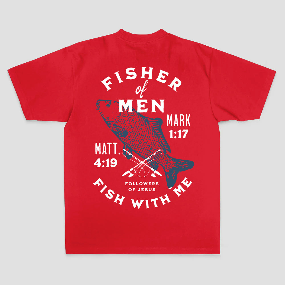 Fisher of men Mark 1:17 Matt. 4:19 Followers of jesus Fish with me Printed Men's T-shirt