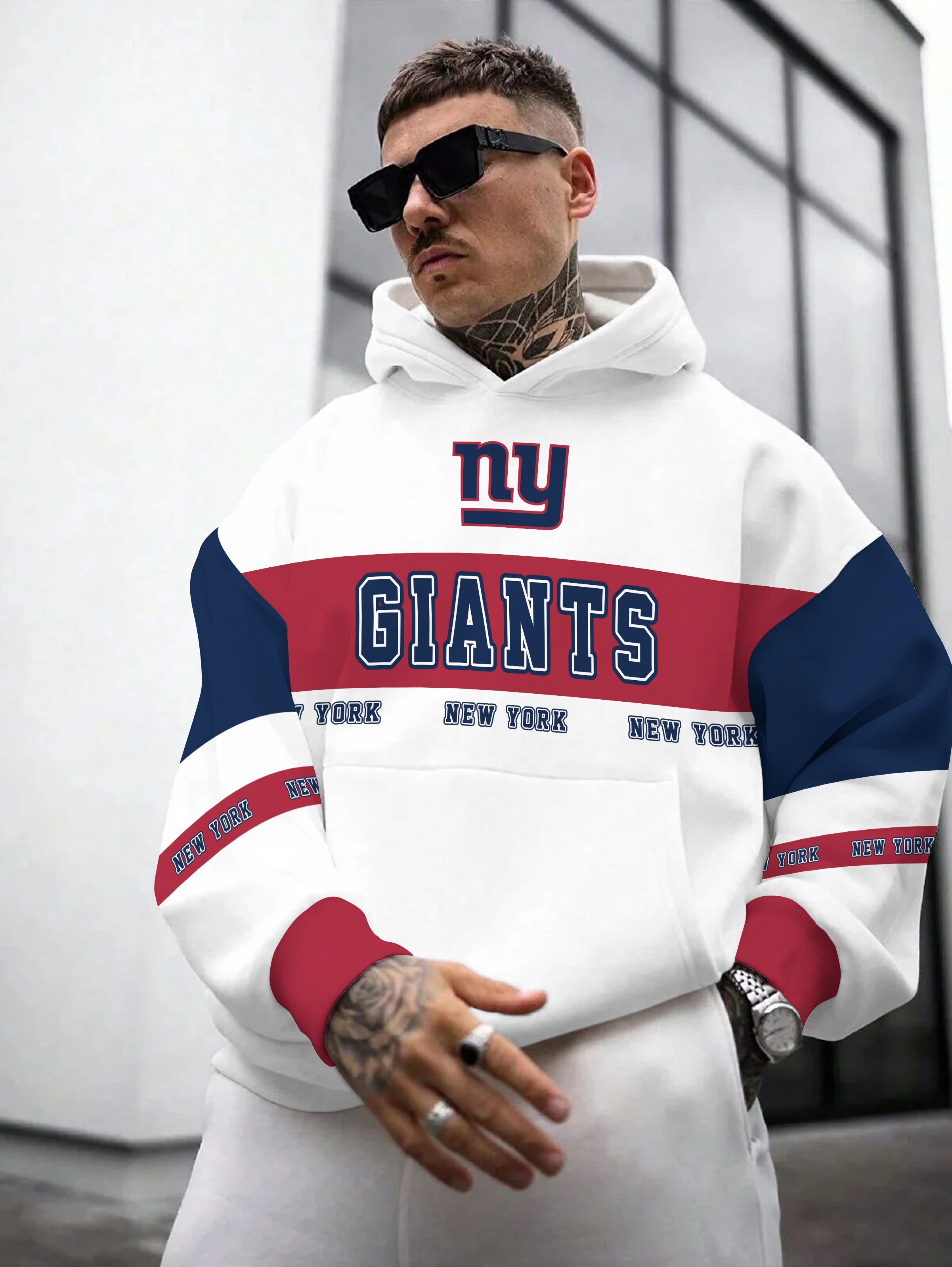 New York Giants  Printed Hooded Pocket Pullover Hoodie