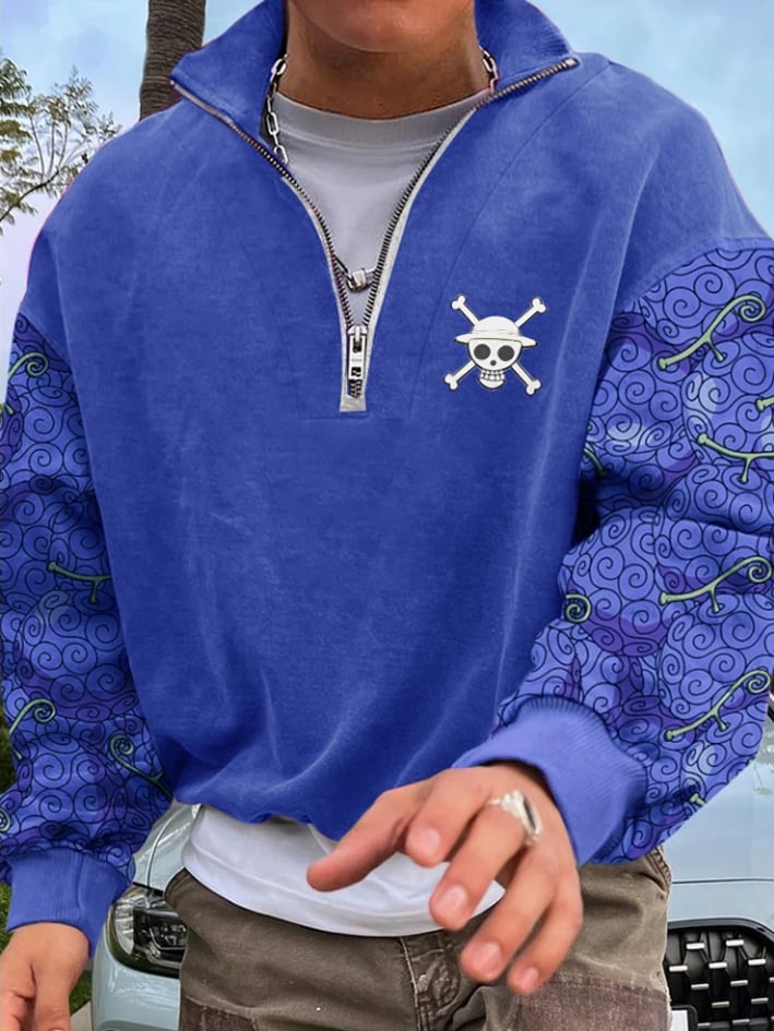 Men's Fashionable Devil Fruit Zipper Pullover Sweatshirt