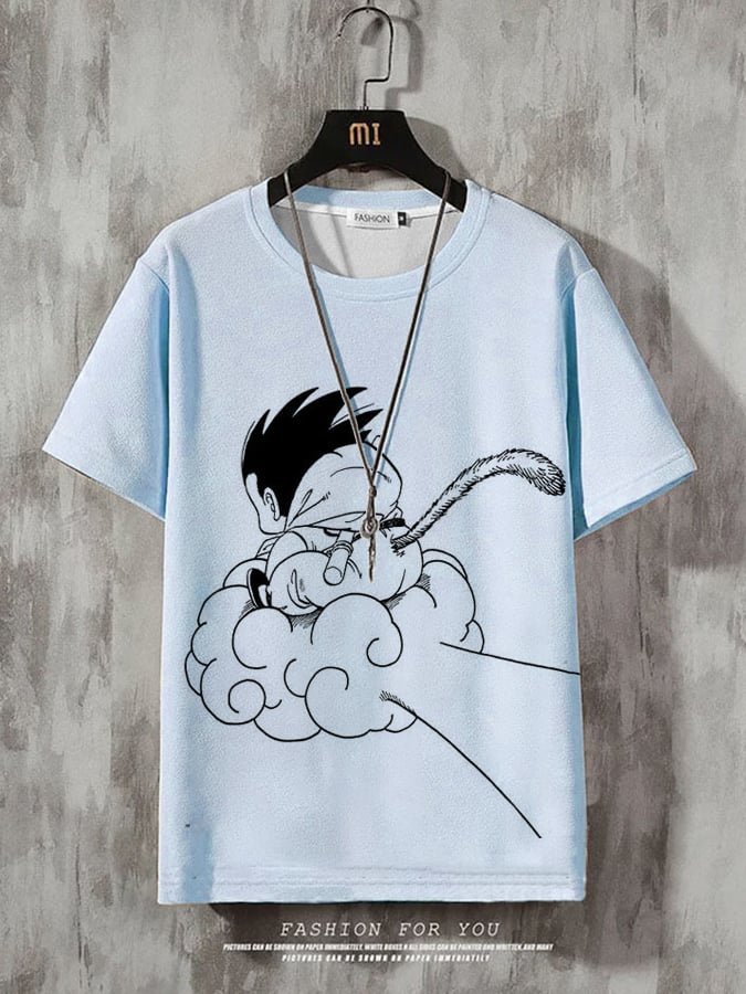 Men's Fashion Casual Gradient Anime Print T-shirt