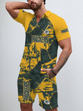 Green Bay Packers Limited Edition ZIP Polo Shirt And Shorts Two-Piece Suits