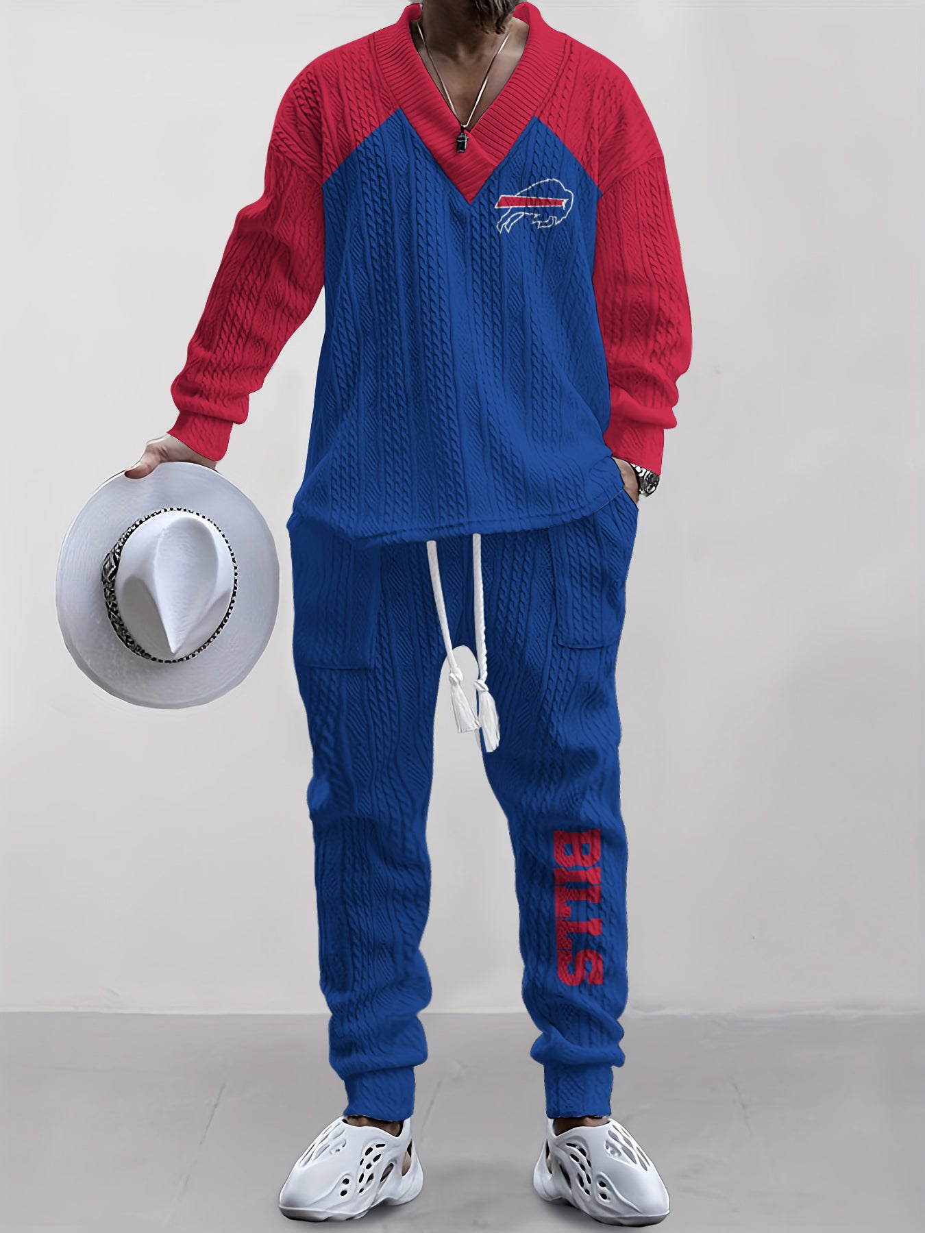 Buffalo Bills Classic  All-Season Long Sleeve V-Neck Pullover Sweater