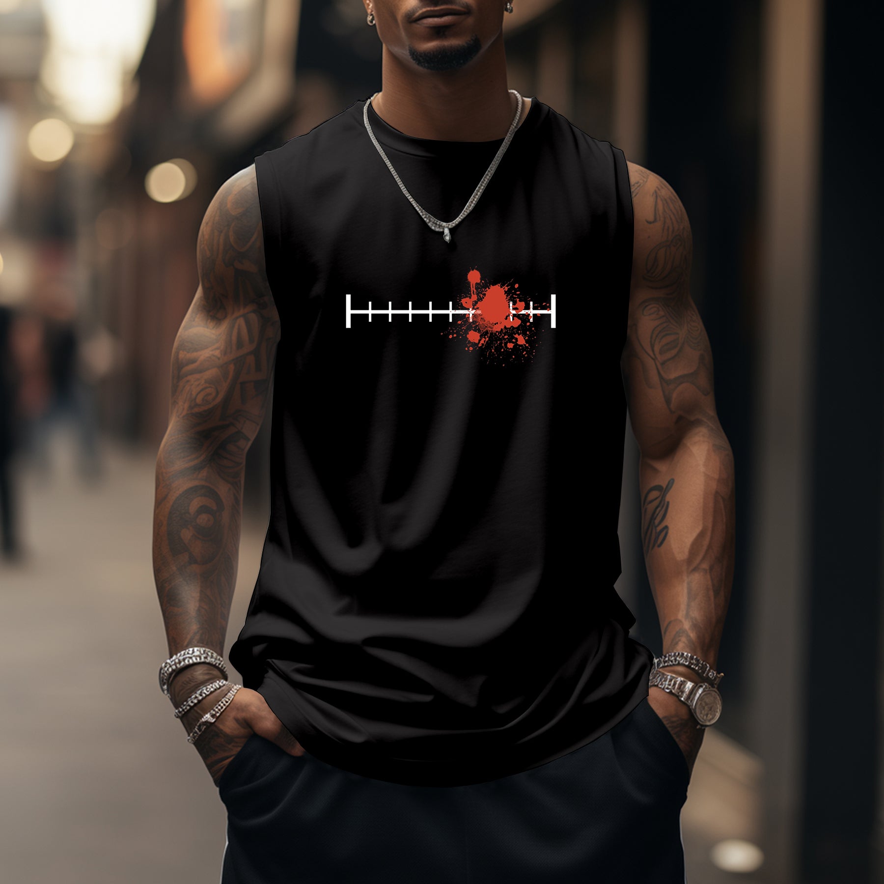 Oversized Anime Print Sports Tank Top