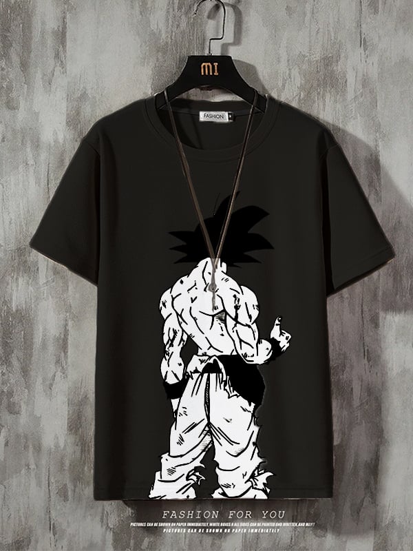 Men's Japanese Print Crew Neck Short Sleeve T-Shirt
