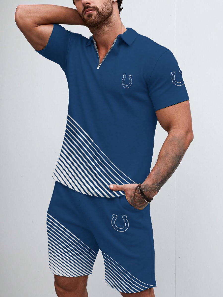 Indianapolis Colts  Limited Edition ZIP Polo Shirt And Shorts Two-Piece Suits