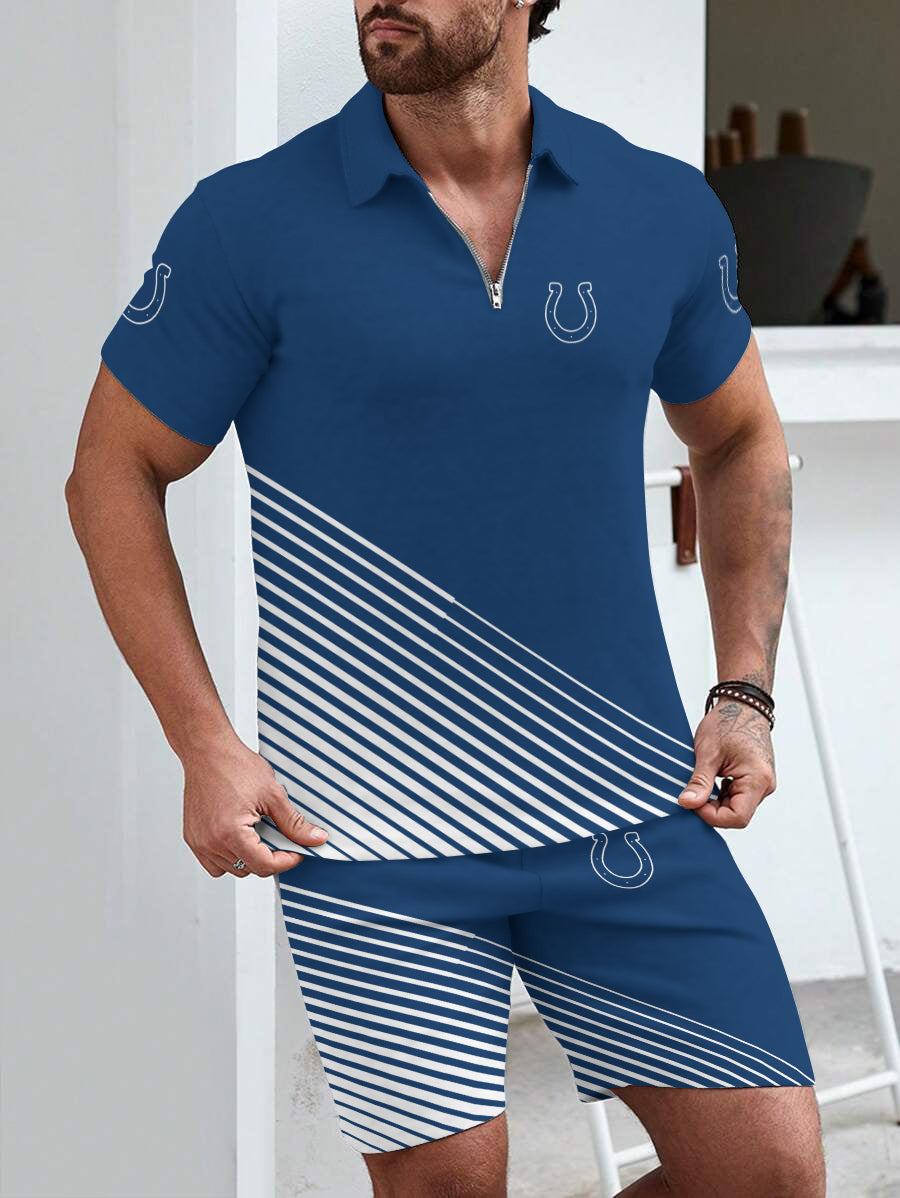 Indianapolis Colts  Limited Edition ZIP Polo Shirt And Shorts Two-Piece Suits