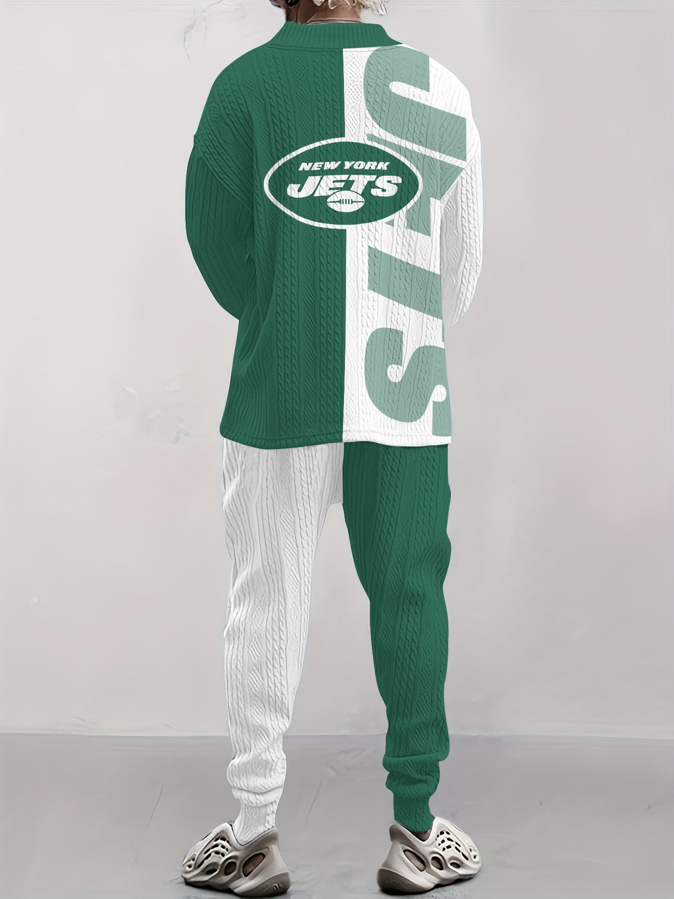 New York Jets  Classic All-Season Long Sleeve V-Neck Pullover Sweater