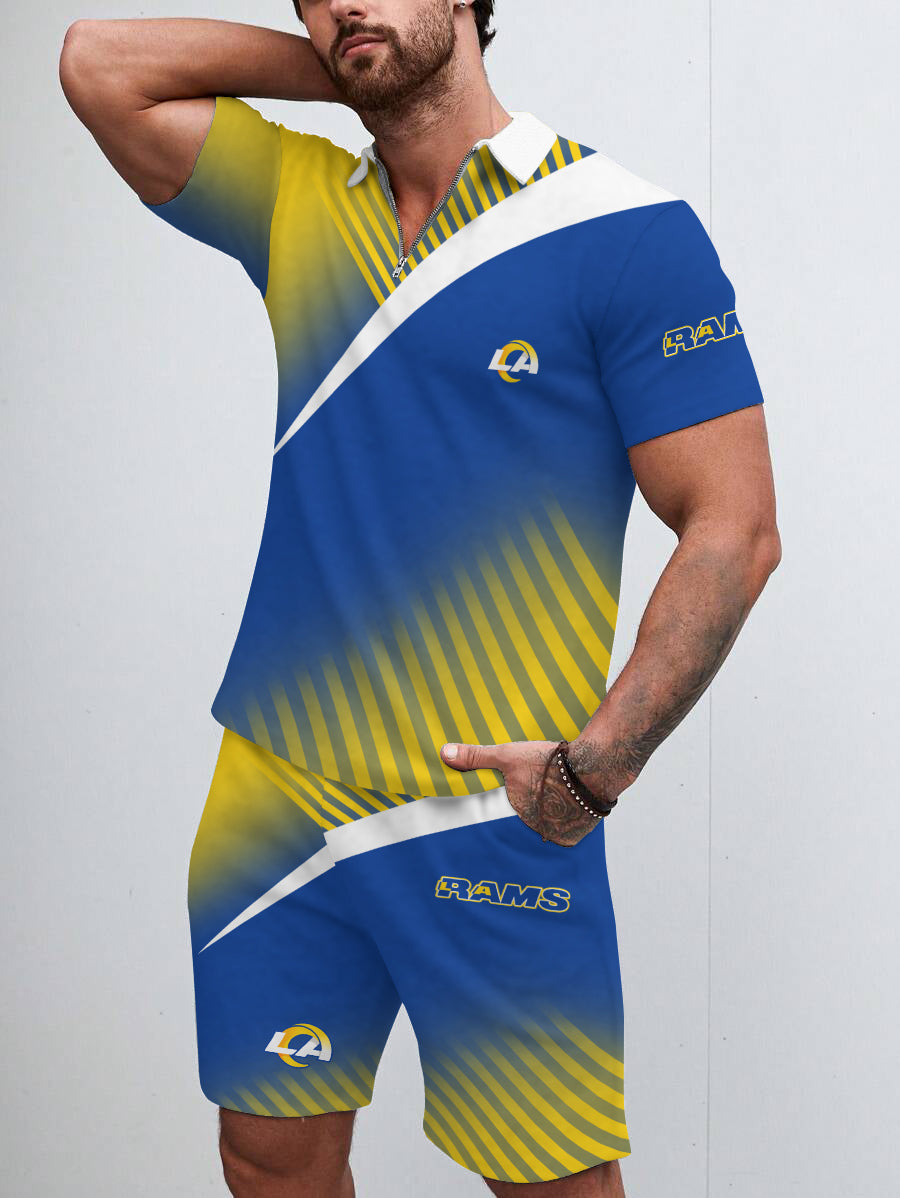 Los Angeles Rams Limited Edition ZIP Polo Shirt And Shorts Two-Piece Suits