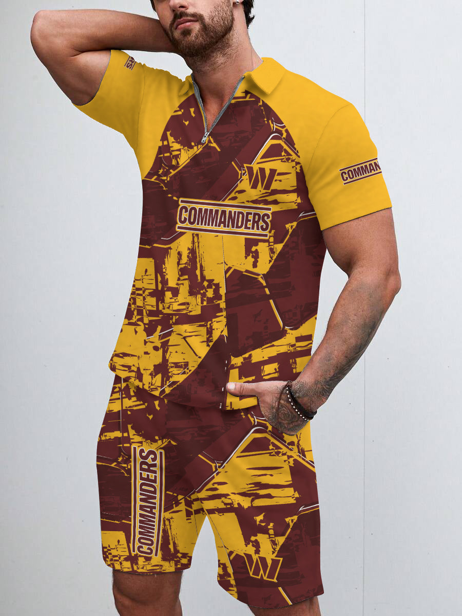 Washington Commanders Limited Edition ZIP Polo Shirt And Shorts Two-Piece Suits