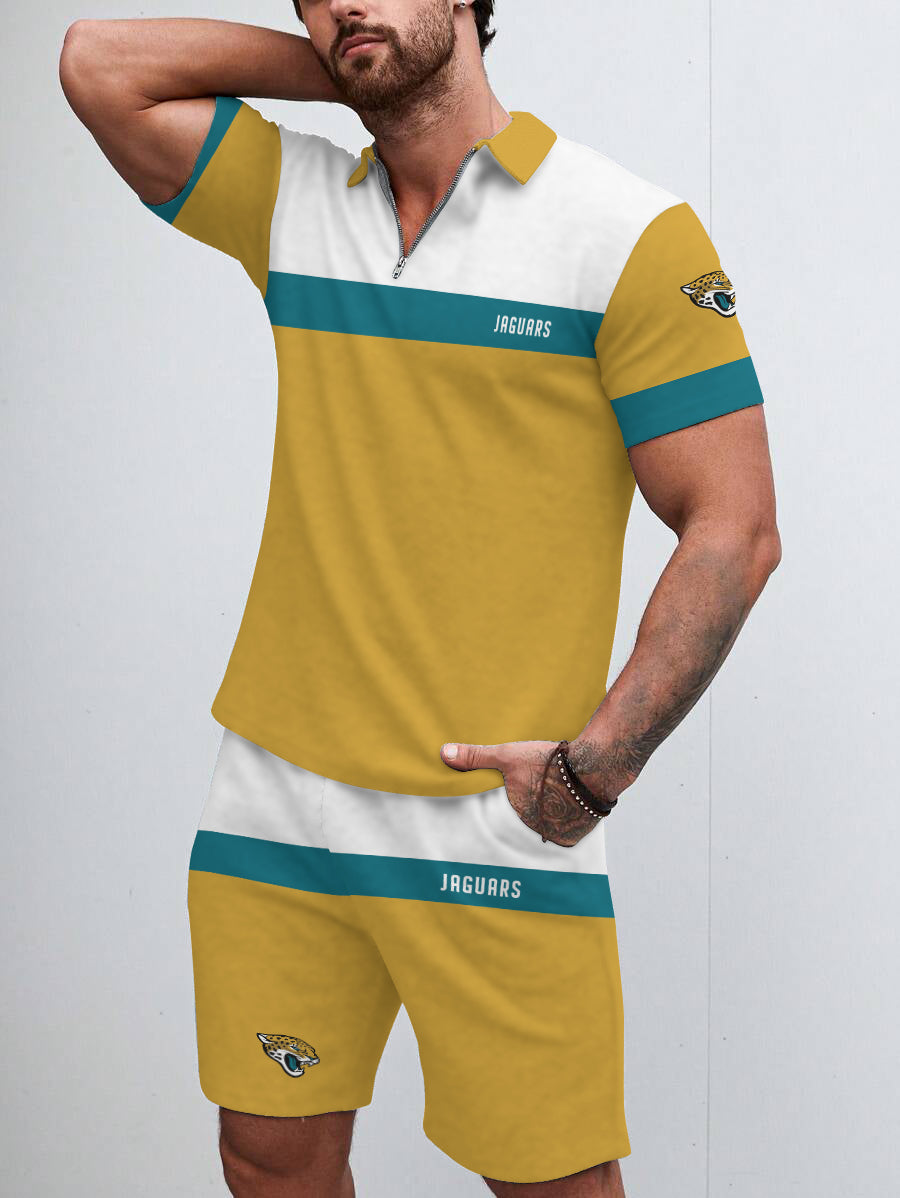 Jacksonville Jaguars  Limited Edition ZIP Polo Shirt And Shorts Two-Piece Suits