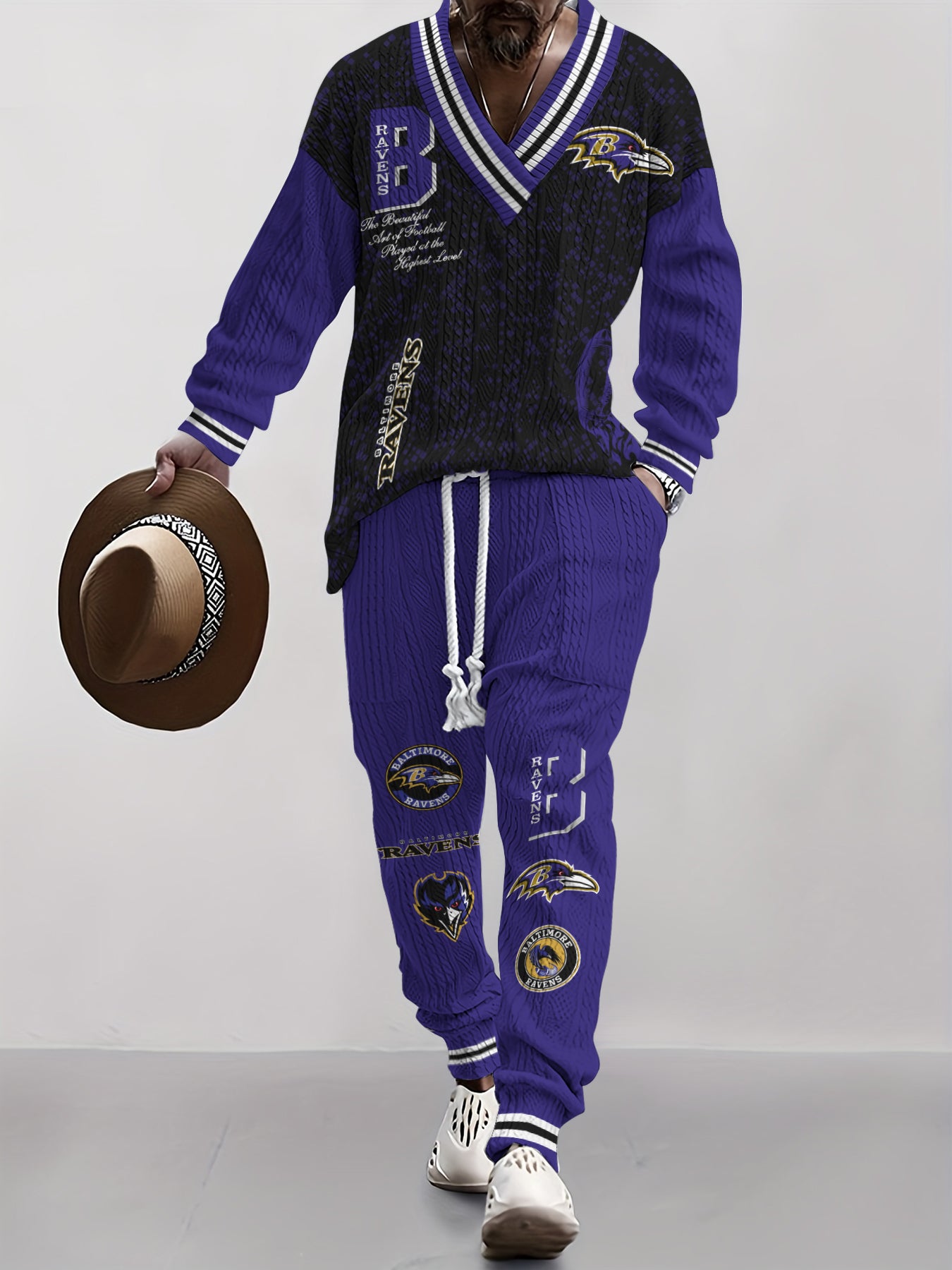 Baltimore Ravens  Classic All-Season Long Sleeve V-Neck Pullover Sweater