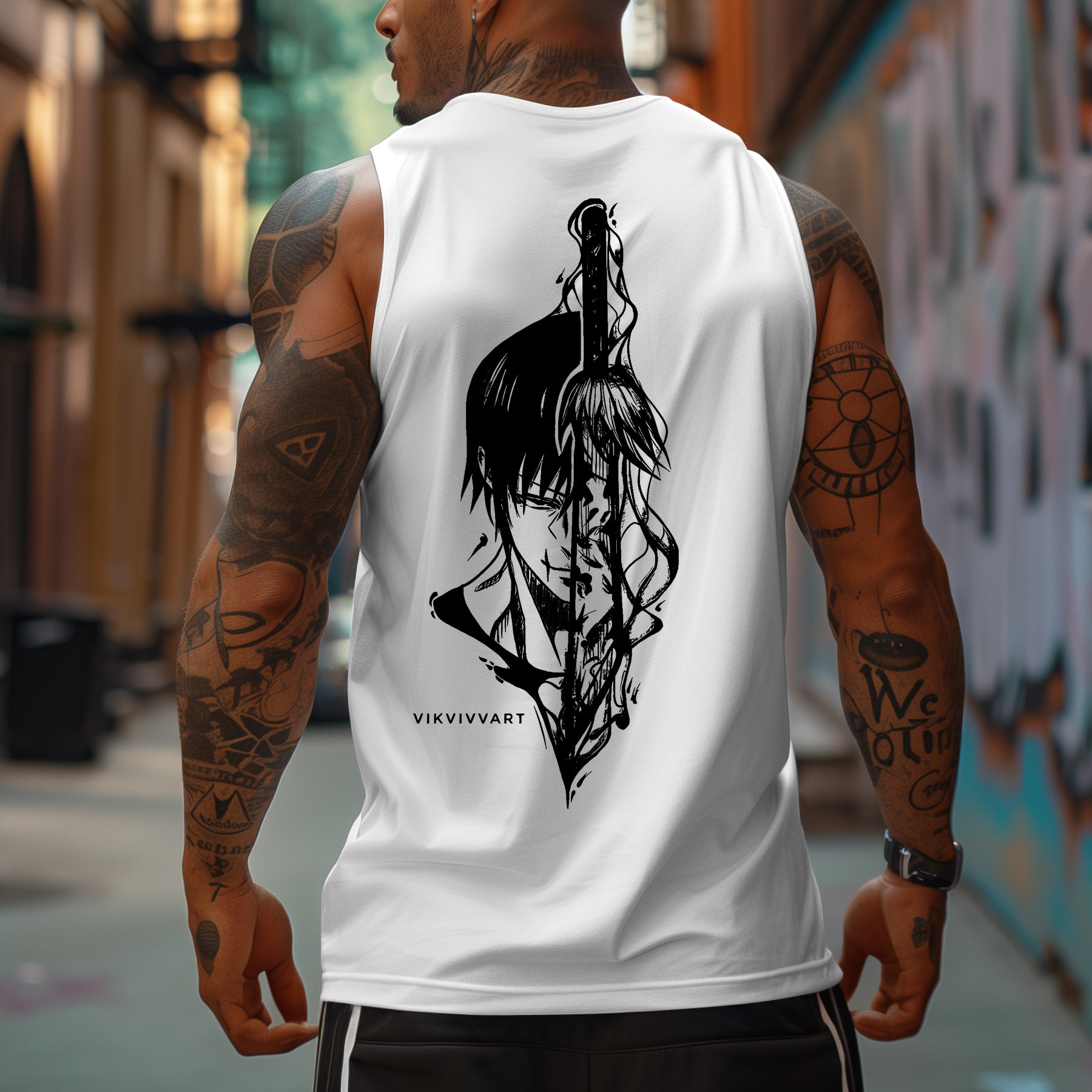 Oversized Mainstream Anime Print Sports Tank Top