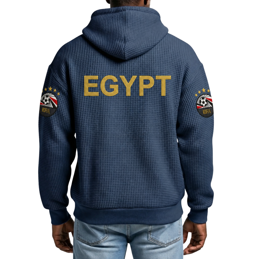 FIFA 2026 Egypt Printed Waffle Quarter Zip Football Fan Hoodie