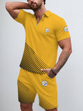 Pittsburgh Steelers Limited Edition ZIP Polo Shirt And Shorts Two-Piece Suits