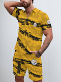 Pittsburgh Steelers Limited Edition ZIP Polo Shirt And Shorts Two-Piece Suits