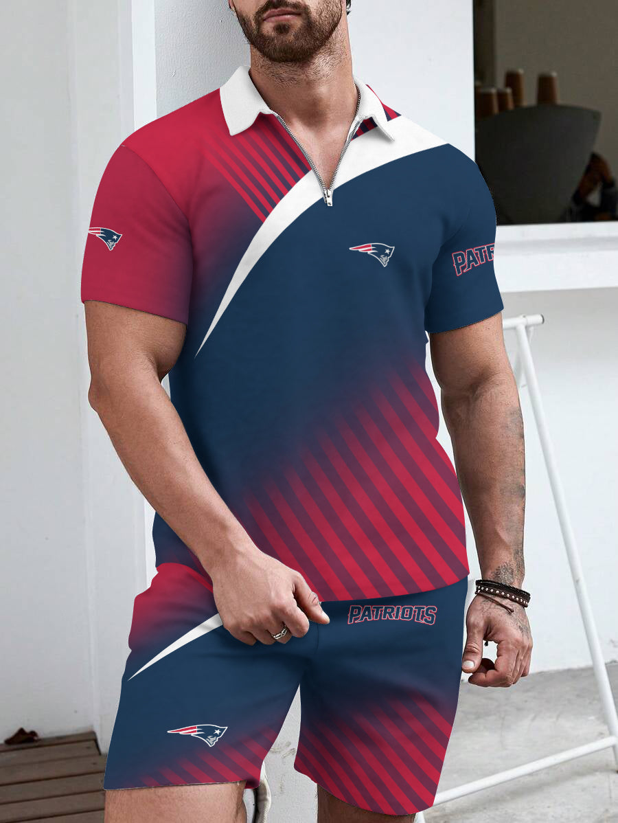 New England Patriots Limited Edition ZIP Polo Shirt And Shorts Two-Piece Suits