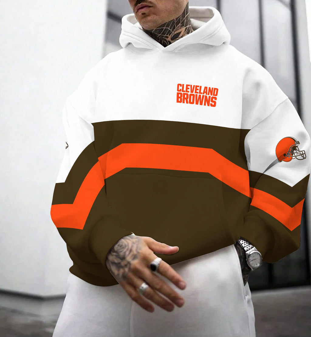 Cleveland Browns Printed Hooded Pocket Pullover Hoodie