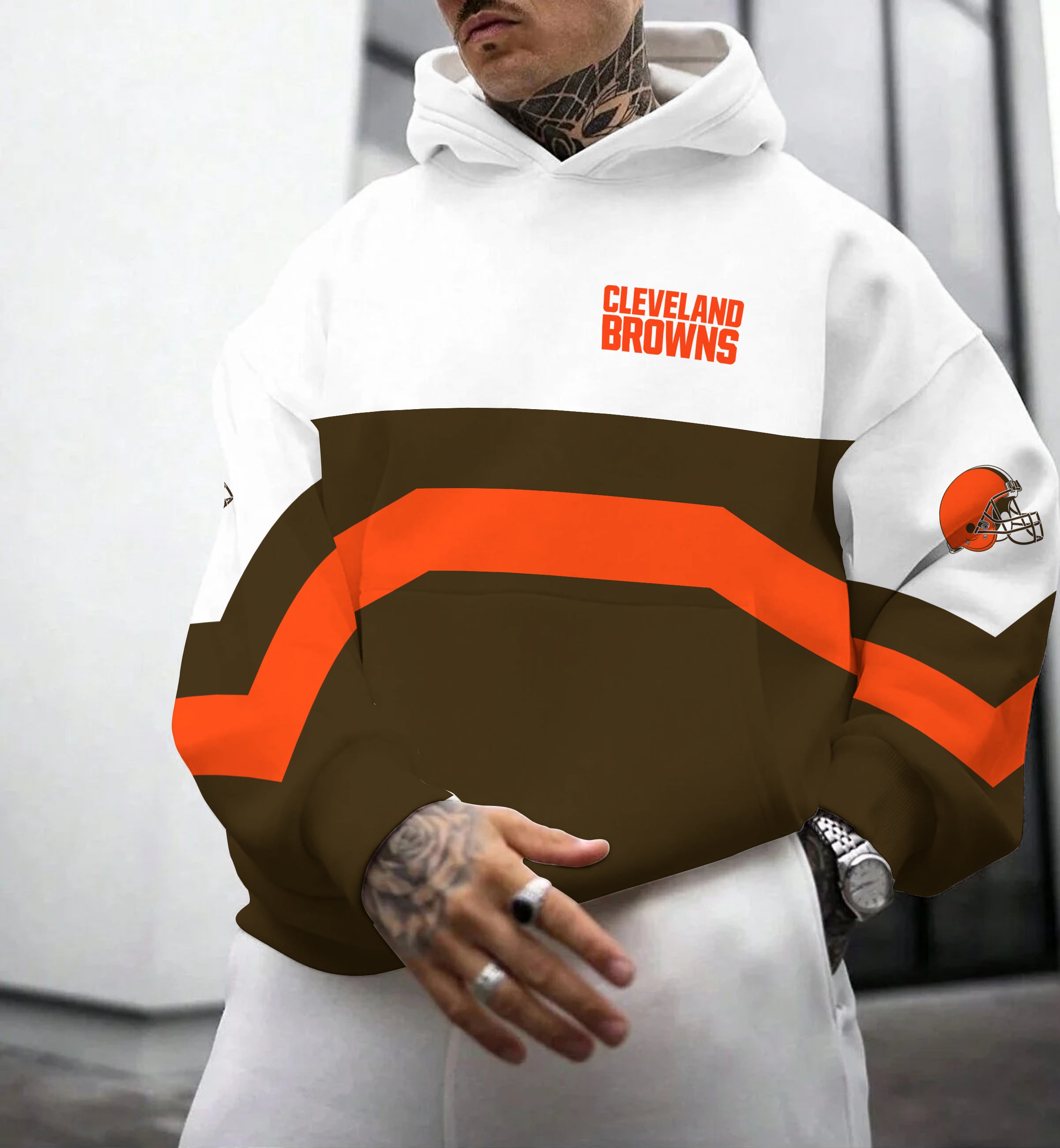 Cleveland Browns Printed Hooded Pocket Pullover Hoodie