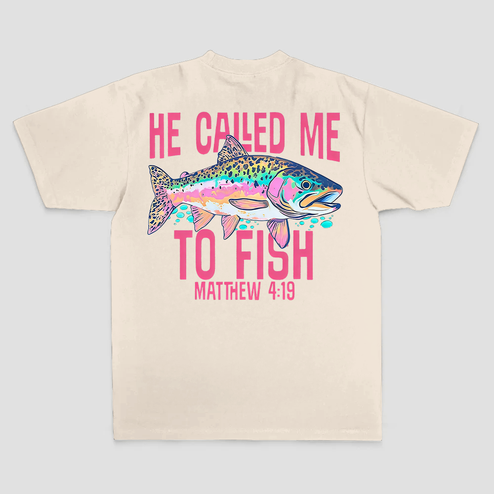 He Called Me To Fish Matthew 4:19 Printed Men's T-shirt