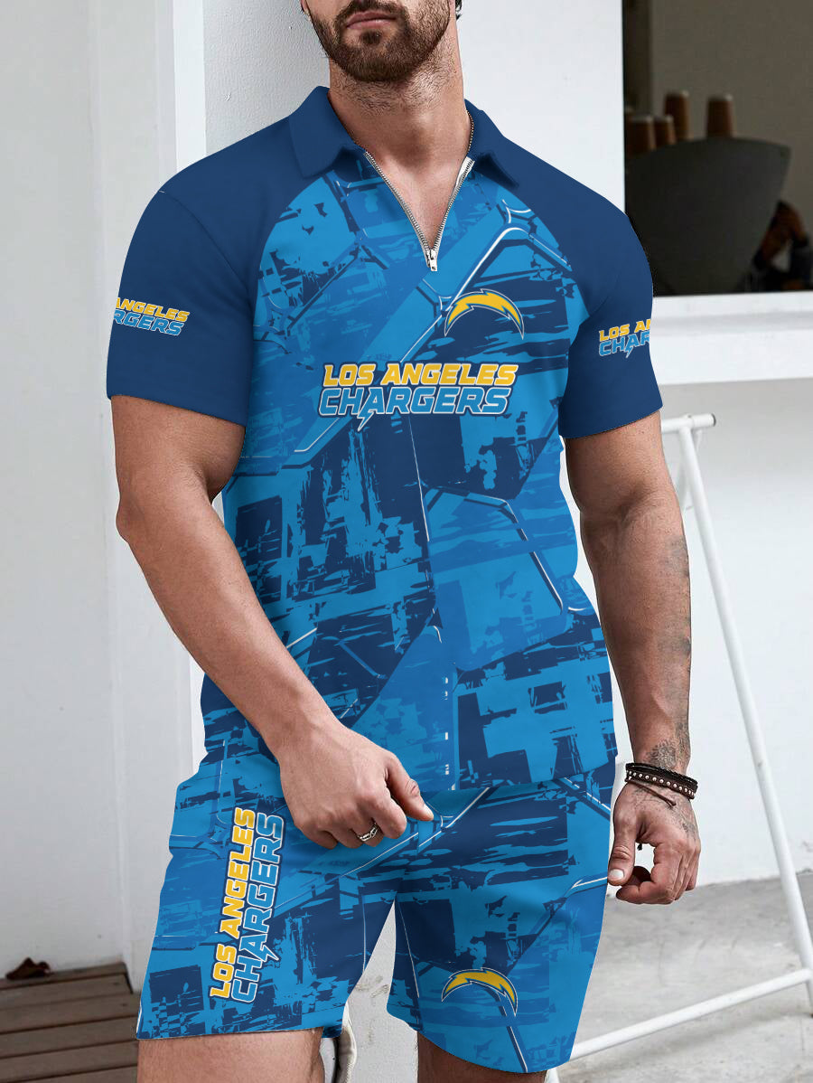 Los Angeles Chargers Limited Edition ZIP Polo Shirt And Shorts Two-Piece Suits