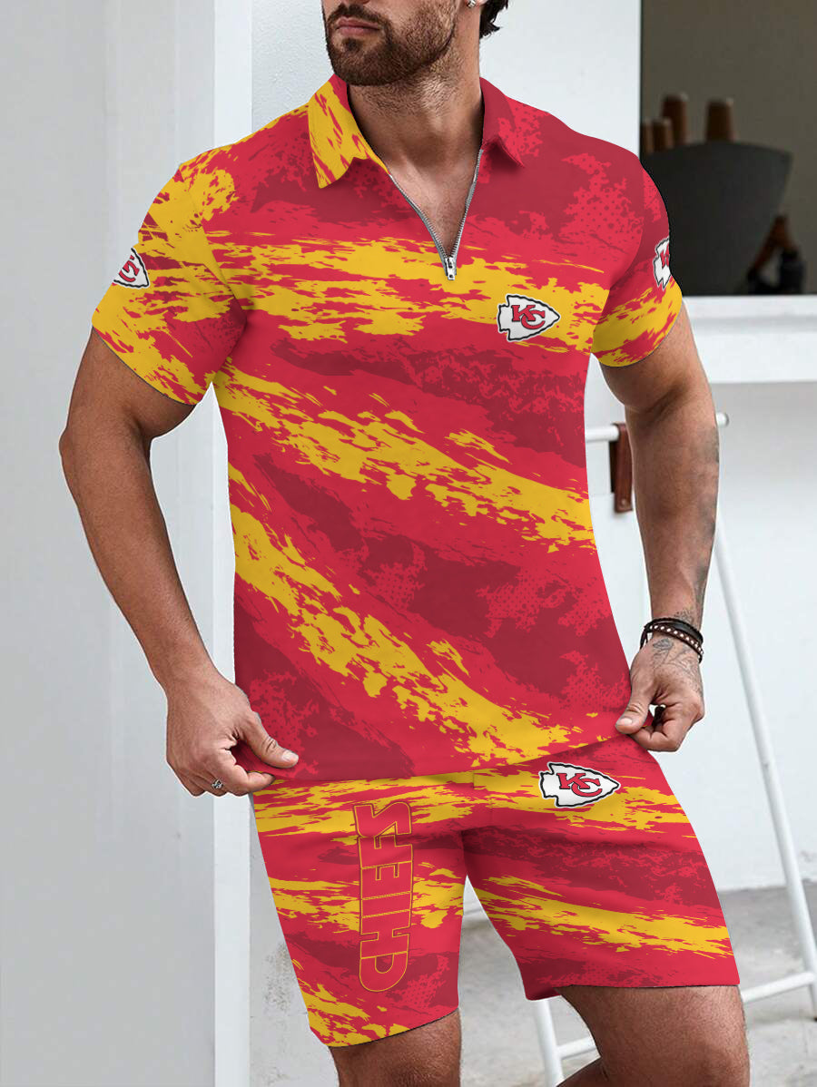 Kansas City Chiefs Limited Edition ZIP Polo Shirt And Shorts Two-Piece Suits