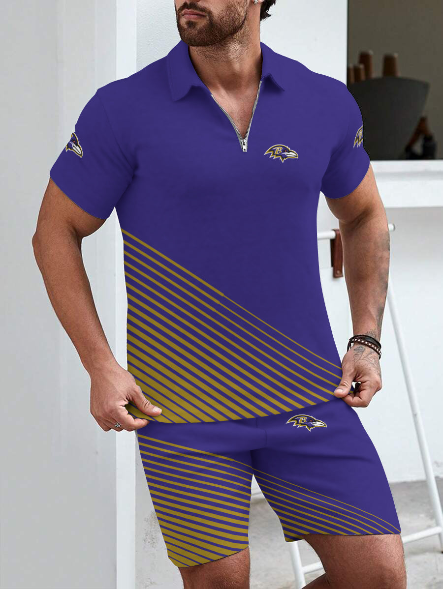 Baltimore Ravens Limited Edition ZIP Polo Shirt And Shorts Two-Piece Suits