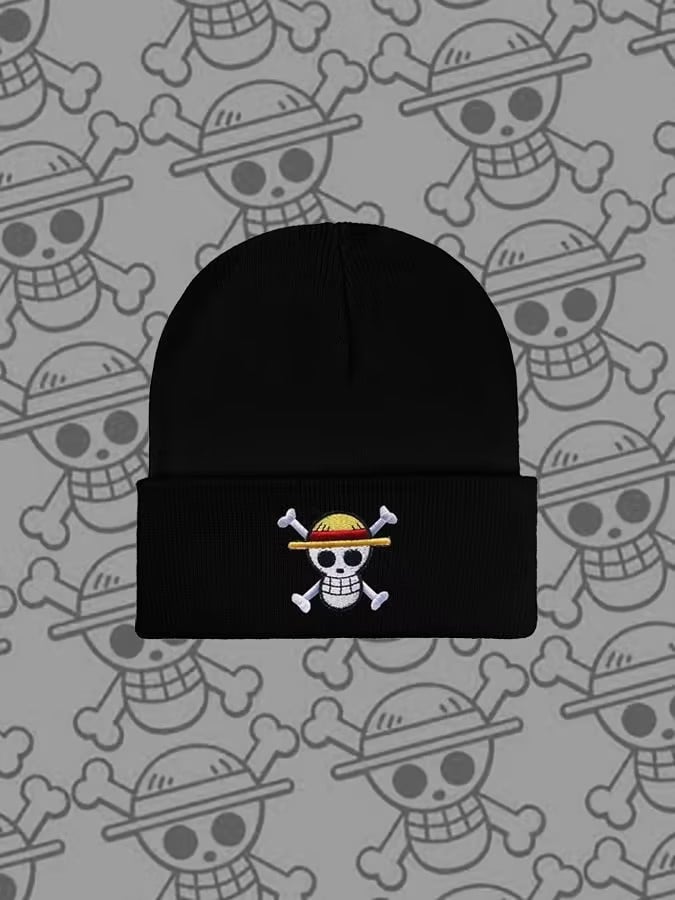 Men's Cartoon Skull Embroidered Sports Knit Cap