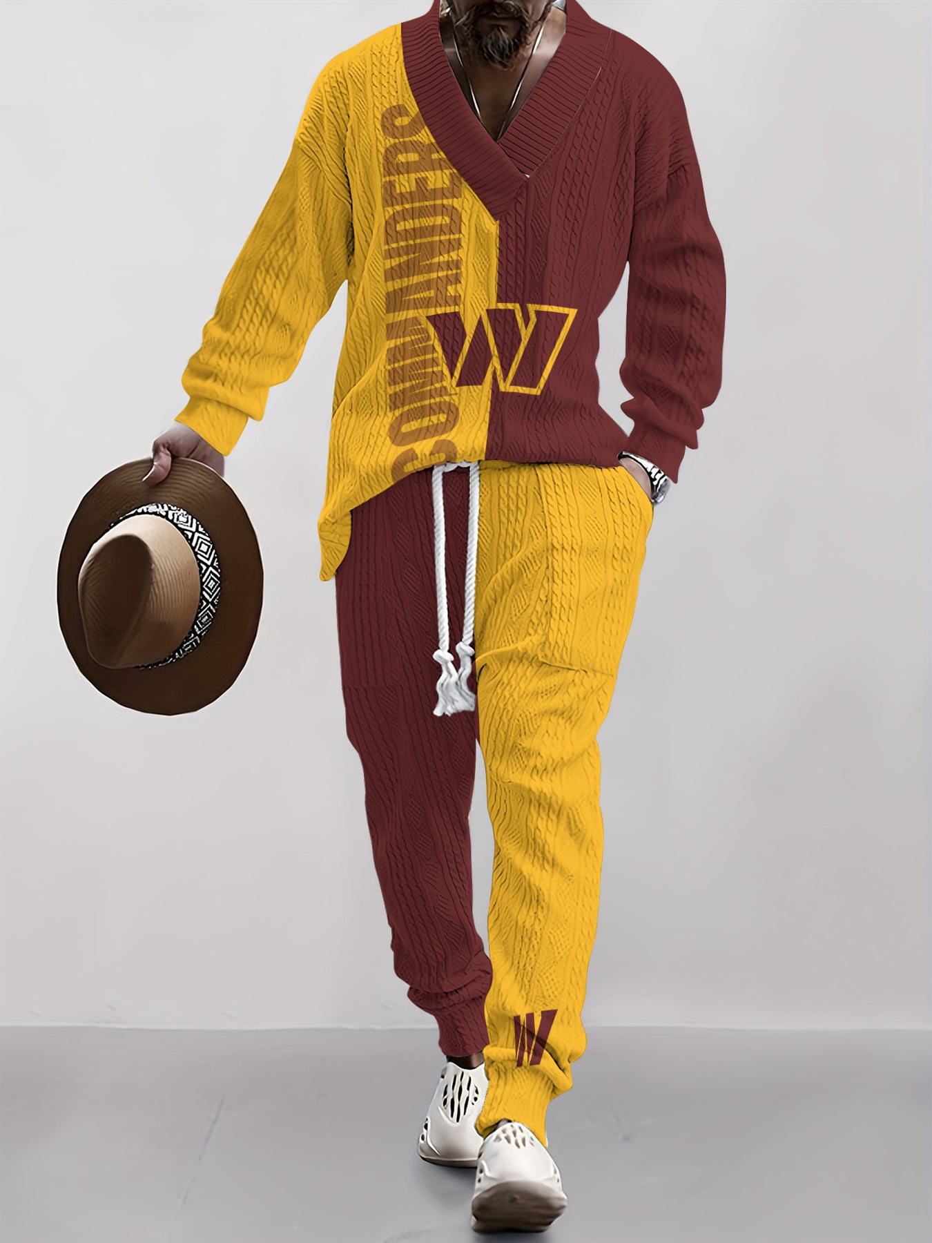 Washington Commanders  Classic All-Season Long Sleeve V-Neck Pullover Sweater