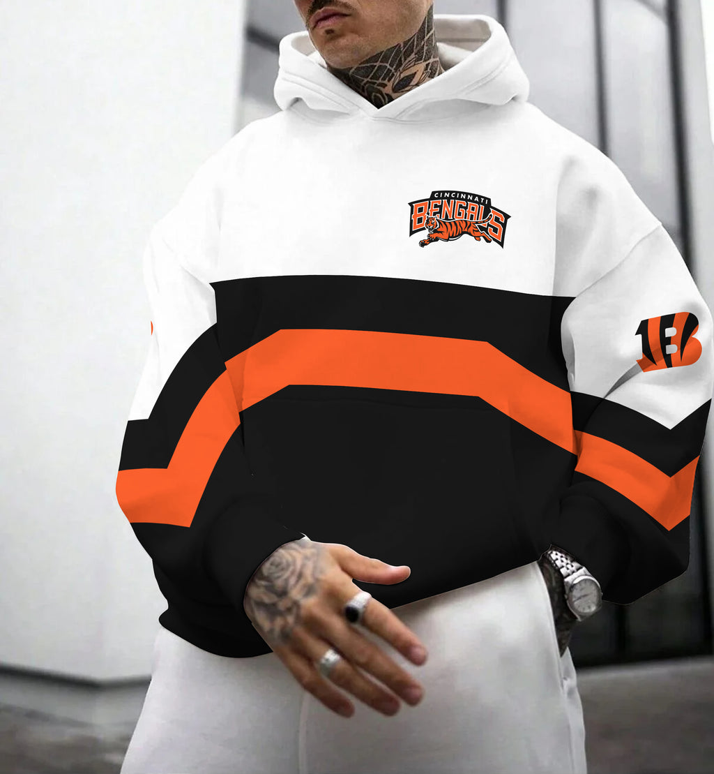 Cincinnati Bengals Printed Hooded Pocket Pullover Hoodie