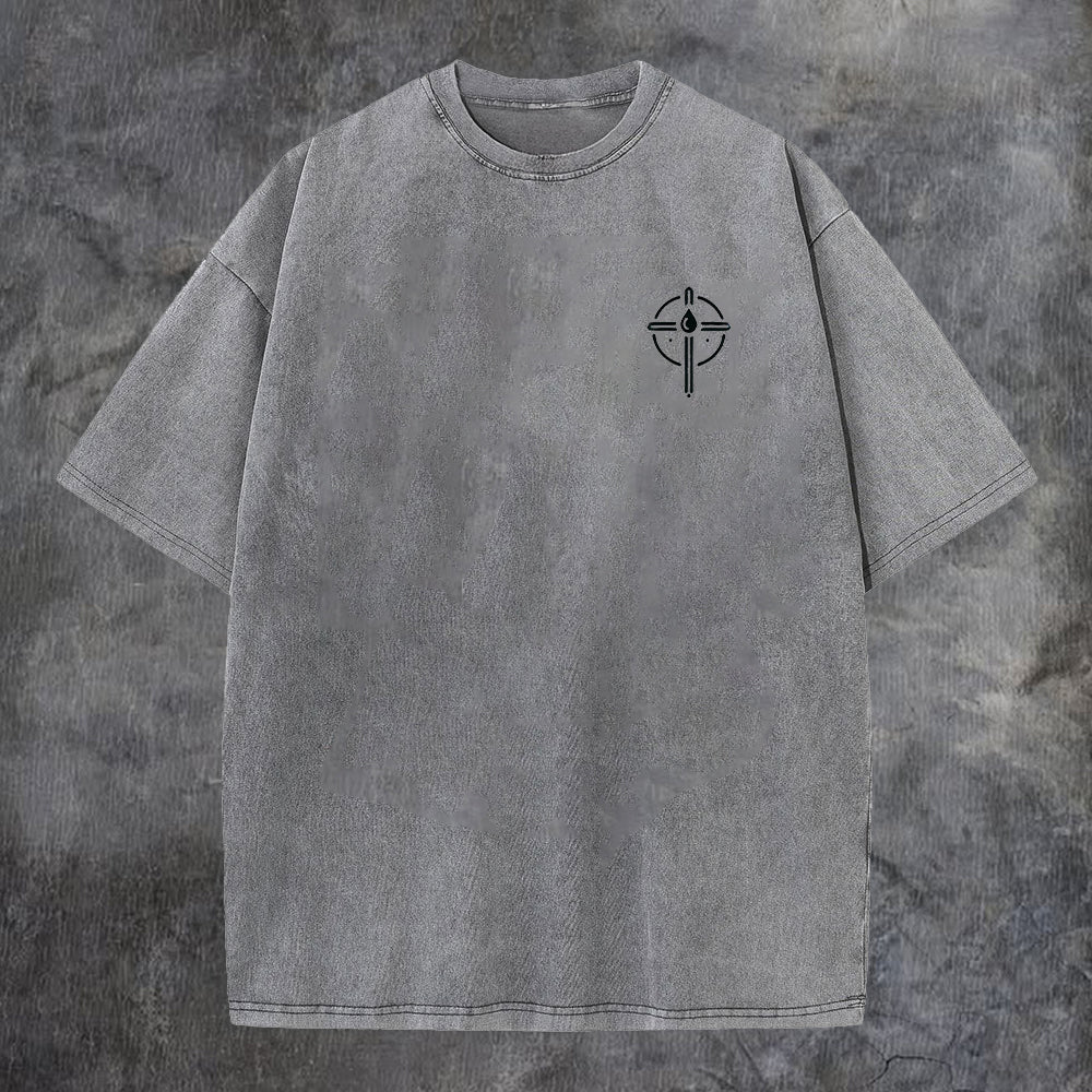 Seek First The Kingdom Of God Printed Oversize Washed T-Shirt