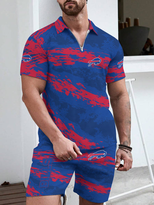 Buffalo Bills Limited Edition ZIP Polo Shirt And Shorts Two-Piece Suits