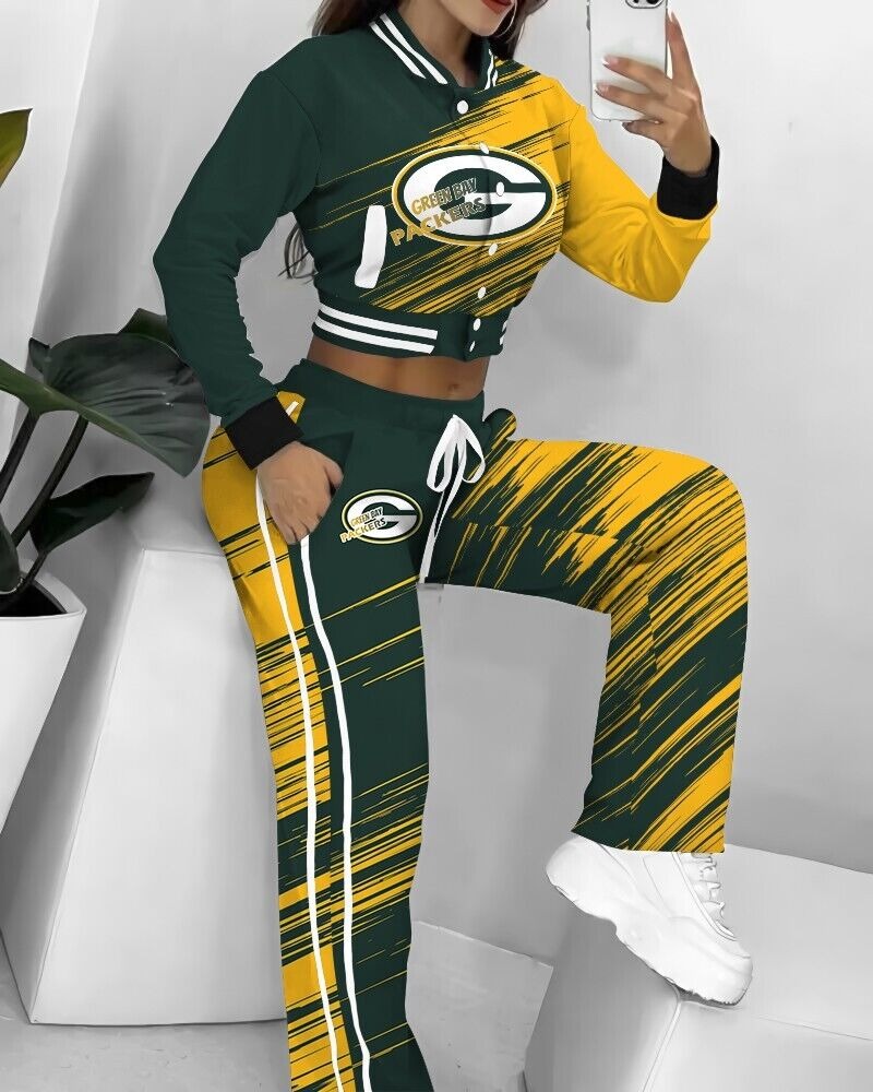 Green Bay Packers 3D Printed Varsity Jacket Set