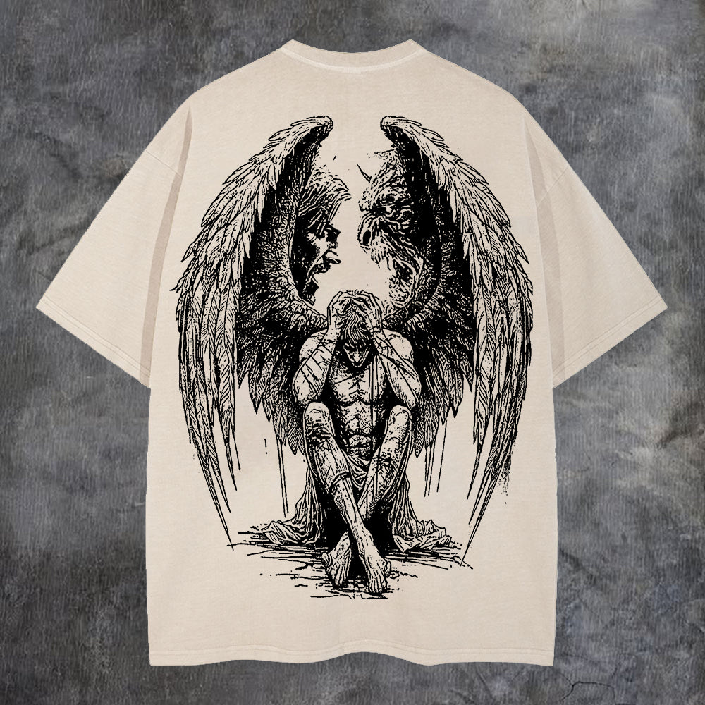 Contradictory Angel Printed Men's Washed Tee